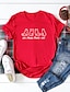 cheap T-Shirts-Women&#039;s T shirt Graphic Text Graphic Prints Print Round Neck Basic Tops 100% Cotton White Black Blushing Pink