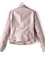 cheap Jackets-Women&#039;s Faux Leather Jacket Spring &amp;  Fall Daily Short Coat Turndown Regular Fit Jacket Long Sleeve Solid Colored Blushing Pink Black