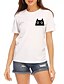 abordables T-shirts-Mujer Camiseta Gato Estampados Estampado Escote Redondo Tops 100% Algodón Básico Top básico Blanco Marrón claro Color Camello