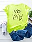 abordables T-shirts-Mujer Camiseta Se amable Gráfico Texto Letra Escote Redondo Estampado Básico Tops 100% Algodón Rosa Vino Verde Ejército