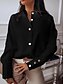 abordables blusa nueva-Mujer Camisa Blusa Negro Blanco Manga Larga Botón Negocios Trabajo Cuello Mao Ajuste regular Primavera Otoño