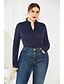 baratos Blusas Plus Size-Mulheres Sólido Decote V Blusas Preto Azul Rosa