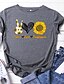 preiswerte T-shirts-Damen T-Shirt Blumen Grafik Text Druck Rundhalsausschnitt Grundlegend Oberteile 100% Baumwolle Weiß Gelb Rosa