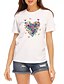 baratos T-shirts-Mulheres Camiseta Borboleta Coração Estampas Abstratas Decote Redondo Blusas 100% Algodão Branco