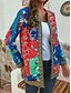 cheap Coats &amp; Trench Coats-Women&#039;s Coat Geometric Floral Ethnic Style Fall Spring Coat Regular Coat Daily Long Sleeve Jacket Blue / Holiday / Work