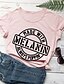 preiswerte T-shirts-Damen T-Shirt Grafik Text Grafik-Drucke Druck Rundhalsausschnitt Grundlegend Oberteile 100% Baumwolle Weiß Schwarz Purpur