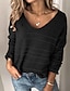 cheap Sweaters-Women&#039;s Striped Pullover Long Sleeve Loose Sweater Cardigans V Neck Fall Winter White Black Blushing Pink