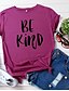 cheap T-Shirts-Women&#039;s T shirt Tee White Yellow Light Green Print Graphic Letter Daily Weekend Short Sleeve Round Neck Basic 100% Cotton Regular Be kind S