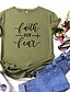 cheap Women&#039;s T-shirts-Women&#039;s T shirt Tee Pink Yellow Light Green Print Graphic Letter Daily Weekend Short Sleeve Round Neck Basic 100% Cotton Regular Faith Love Faith S / Summer