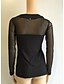 preiswerte Tops &amp; Blouses-Damen T-Shirt Solide Langarm Rundhalsausschnitt Oberteile Schwarz