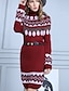 cheap Casual Dresses-Women&#039;s Pullover Sweater Dress Plaid Long Sleeve Sweater Cardigans Fall Turtleneck Black Red