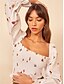 abordables Nuevo en Tops-Mujer Blusa Camisa Floral Flor Manga Larga Estampado Escote Cuadrado Tops Sensual Top básico Blanco