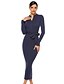 cheap Bodycon Dresses-Women&#039;s Sheath Dress Midi Dress Black Blue Wine Long Sleeve Solid Color Fall V Neck Sexy 2021 S M L XL XXL 3XL 4XL 5XL / Plus Size