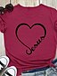 baratos T-shirts-Mulheres Camiseta Coração Estampas Abstratas Amor Estampado Decote Redondo Básico Blusas 100% Algodão Branco Preto Amarelo