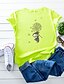 economico T-shirts-Per donna maglietta Fantasia floreale Cartoni animati Fiore decorativo Con stampe Rotonda Essenziale Top 100% cotone Bianco Giallo Rosa