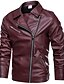 cheap Sale-Men&#039;s Geometric Print Fall &amp; Winter Faux Leather Jacket Regular Daily Long Sleeve PU Coat Tops Black