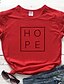 economico T-shirts-Per donna maglietta Pop art Testo Stampe astratte Rotonda Stampa Essenziale Top 100% cotone Viola Nero Rosso