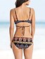 billige Bikini-Dame Badetøj Bikini Normal badedragt Trykt mønster Geometrisk Sort Pak ind Med stropper Badedragter Boheme / BH med indlæg / Sexet