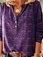 baratos Blusa-Mulheres Blusa Camisa Social Roxo Vinho Azul empoeirado Botão Floral Geométrica Casual Manga Longa Colarinho de Camisa Estilo Boêmio Ajuste Largo Boho S
