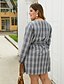 cheap Plus Size Dresses-Women&#039;s Shift Dress Knee Length Dress Gray Long Sleeve Geometric Print Fall V Neck Casual 2021 XL XXL 3XL 4XL / Plus Size
