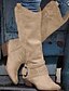cheap Boots-Women&#039;s Boots Cowboy Boots Comfort Shoes Daily Solid Colored Knee High Boots Chunky Heel Pointed Toe Vintage British PU Zipper Pink Brown Khaki
