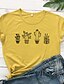 preiswerte T-shirts-Damen T-Shirt Grafik Text Grafik-Drucke Druck Rundhalsausschnitt Grundlegend Oberteile 100% Baumwolle Schwarz Gelb Fuchsie