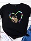 economico T-shirts-Per donna maglietta Con cuori Monocolore Animali Con stampe Rotonda Essenziale Top 100% cotone Bianco Nero Giallo