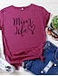 economico T-shirts-Per donna mamma maglietta Pop art Testo Alfabetico Con stampe Rotonda Essenziale Top 100% cotone Bianco Giallo Rosa