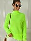 economico Sweaters &amp; Cardigans-Per donna Maglione Tinta unita Cotone Manica lunga Maglioni cardigan Autunno A collo alto Rosa Verde