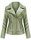 cheap Jackets-Women&#039;s Faux Leather Jacket Spring &amp;  Fall Daily Regular Coat Notch lapel collar Regular Fit Jacket Long Sleeve Solid Colored Green Black Red