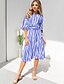 cheap Elegant Dresses-Women&#039;s A Line Dress Knee Length Dress Black Blue Yellow Half Sleeve Striped Summer Round Neck Casual 2021 S M L XL