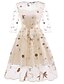 cheap Party Dresses-Women&#039;s A Line Dress Knee Length Dress Blushing Pink Beige 3/4 Length Sleeve Solid Color Embroidered Patchwork Fall Summer Round Neck Hot Sexy Party Slim 2021 S M L XL XXL