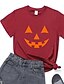 billige HALLOWEEN-Dame Halloween T-shirt Grafisk Abstrakt Græskar Trykt mønster Rund hals Basale Halloween Toppe Lyserød Vin Dusty Rose