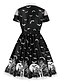 billige Uformelle kjoler-Dame Halloween Kjole med A-linje Knelang kjole Svart Kortermet Flaggermus Trykt mønster Vår Sommer Årgang 2021 S M L XL XXL