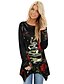 cheap Women&#039;s Tops-Women&#039;s Tunic Floral Abstract Leaf Round Neck Lace Asymmetric Print Basic Tops Black