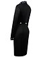 cheap Elegant Dresses-Women&#039;s Sheath Dress Knee Length Dress Black Long Sleeve Polka Dot Patchwork Fall V Neck Elegant 2021 S M L