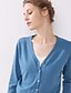 abordables Cardigans-Femme Cardigan Couleur Pleine Manches Longues Pull Cardigans Automne Hiver Col en V Bleu Jaune Rose Claire