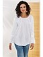 cheap Tops &amp; Blouses-Women&#039;s Blouse Shirt Solid Colored Long Sleeve V Neck Tops Cotton Basic Basic Top White
