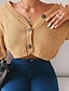 cheap Cardigans-Women&#039;s Cardigan Plain Solid Color Knitted Acrylic Fibers Basic Long Sleeve Loose Sweater Cardigans Fall Spring V Neck Blushing Pink Khaki White