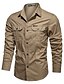 billige Skjorter til herrer-Herre Skjorte Cargo skjorte Krage Kneppet krage Ensfarget Svart Militærgrønn Kakifarget Beige Langermet Daglig Topper Grunnleggende
