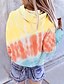 billige Hættetrøjer &amp; sweatshirts-Dame Farveblok Batikfarvet Hattetrøje bluse Daglig Basale Hættetrøjer Sweatshirts Blå Grå