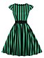 billige Elegant kjole-Dame Swingkjole Knelang kjole Grønn Kortermet Stripet Vår Sommer Varmt Fritid Bomull 2021 S M L XL XXL 3XL 4XL