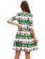 baratos Christmas Dresses-Mulheres Vestido A Line Vestido no Joelho Branco Vermelho Verde Manga 3/4 Animal Estampado Outono Decote Redondo Casual 2021 S M L XL