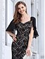 cheap Plus Size Dresses-Women&#039;s Trumpet / Mermaid Dress Maxi long Dress Black Short Sleeve Floral Lace Fall Winter V Neck Elegant Formal Skinny 2021 S M L XL XXL 3XL 4XL 5XL 6XL 7XL / Plus Size