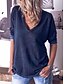 cheap Tops &amp; Blouses-Women&#039;s Blouse Shirt Solid Colored Long Sleeve V Neck Basic Tops Cotton White Blue Yellow