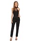 cheap Jumpsuits &amp; Rompers-Women&#039;s Sophisticated Black Romper Mesh Patchwork Solid Colored
