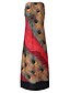 cheap Maxi Dresses-Women&#039;s A Line Dress Maxi long Dress Red Navy Blue Light Blue Sleeveless Peacock Feathers Print Summer V Neck Hot Casual Holiday vacation dresses 2021 S M L XL XXL 3XL 4XL 5XL / Plus Size / Plus Size