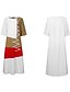 cheap All Sale-Women&#039;s Swing Dress Maxi long Dress Gray Khaki White Red Half Sleeve Color Block Patchwork Summer Round Neck Hot Casual 2021 M L XL XXL 3XL 4XL 5XL / Cotton / Cotton