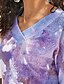 baratos Tops &amp; Blouses-Mulheres Blusa Camisa Social Tintura Tie Dye Manga Longa Decote Redondo Blusas Básico Camisetas Básicas Roxo