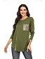 cheap Sweaters &amp; Cardigans-Women&#039;s Blouse Shirt Solid Colored Leopard Cheetah Print Long Sleeve Pocket Round Neck Tops Cotton Basic Basic Top Black Blue Army Green